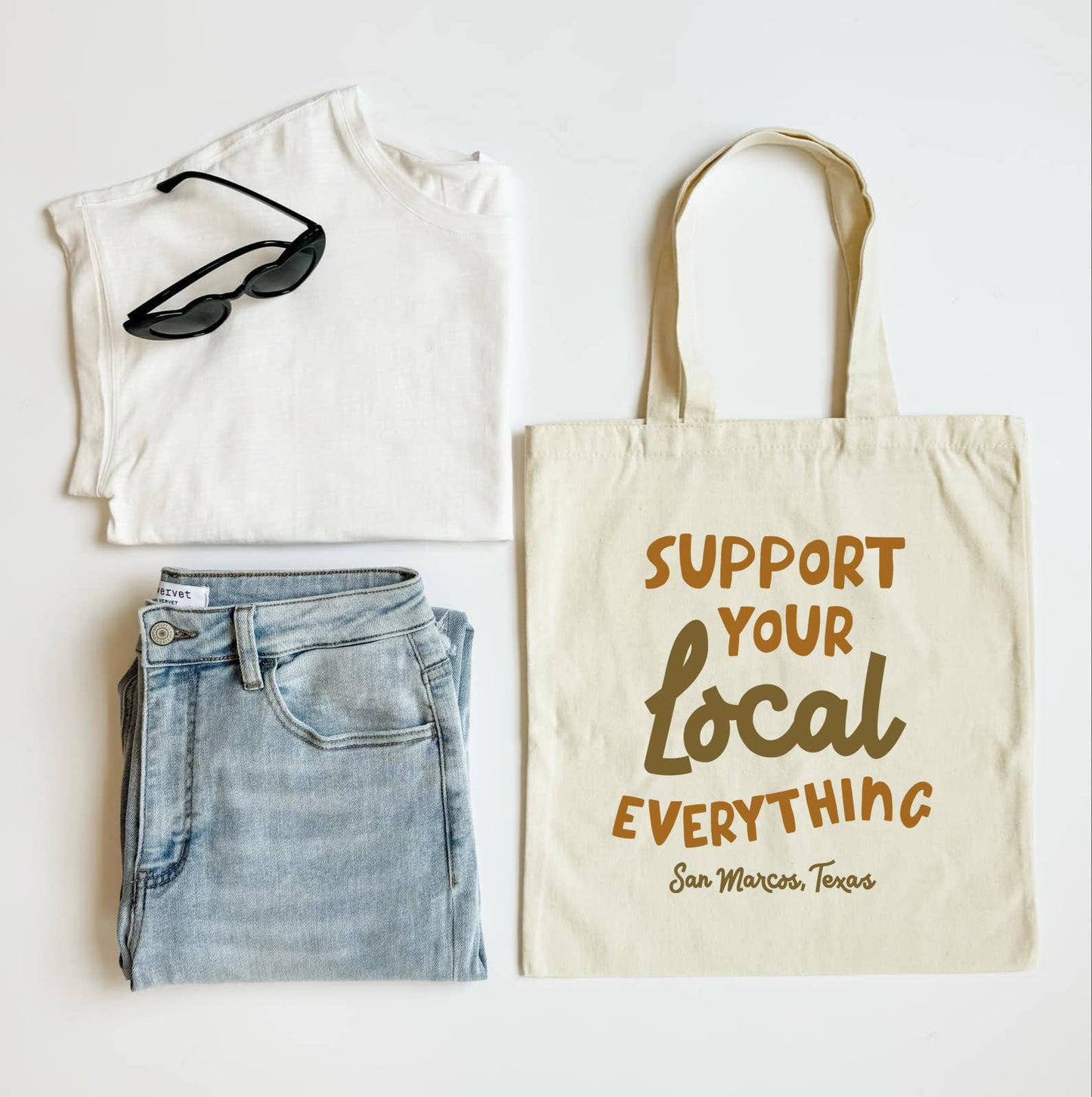 Retro Support Your Local Personalized Tote, Custom Tote: Cotton