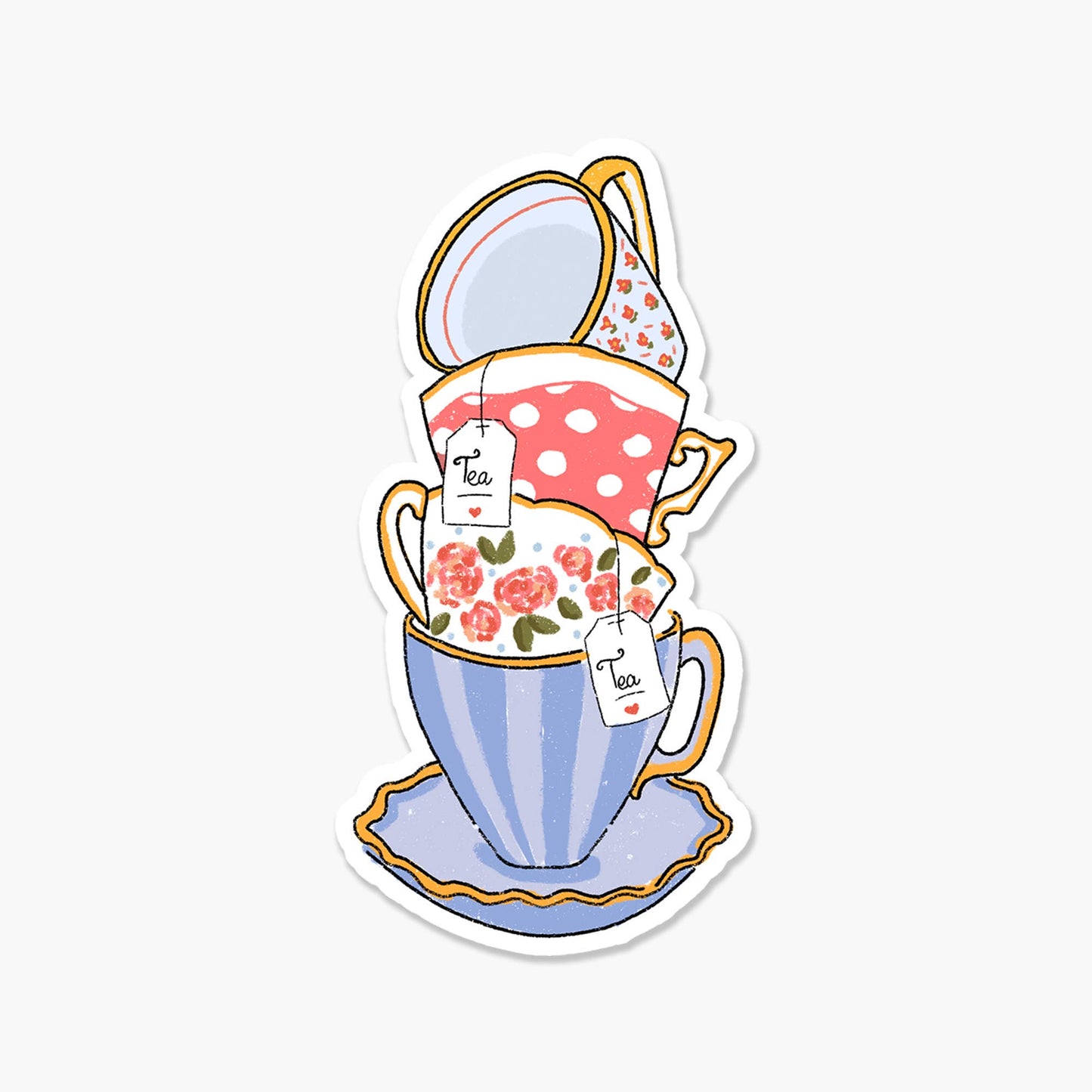 Stack of Tea Cups 3 x 3 in - Everyday Sticker