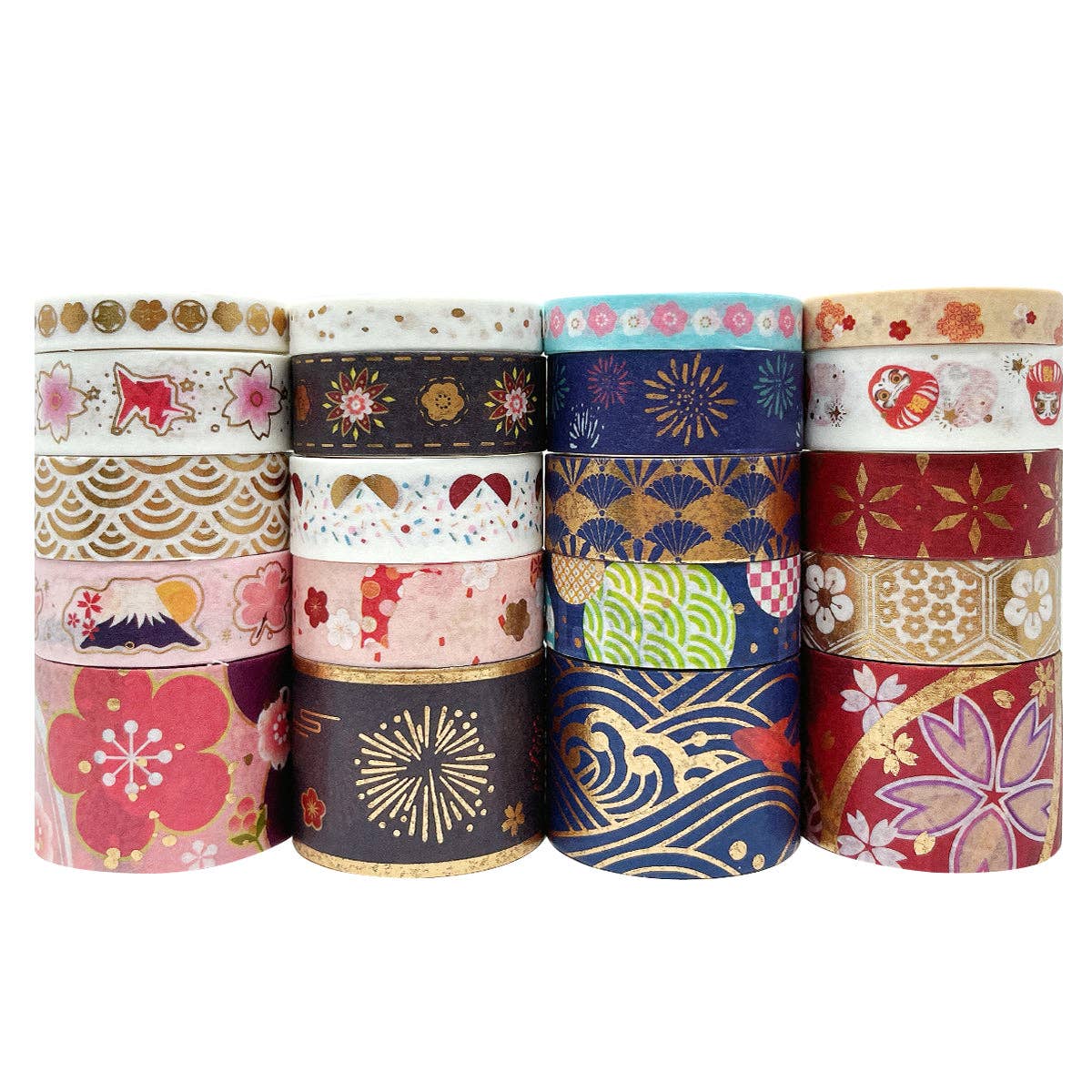 Wrapables Gold Foil Washi Tape in Gift Box Set for DIY Arts: Floral Fireworks