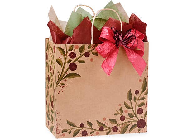 Tuscan Harvest Kraft Paper Retail Gift Bags: 25 Pack / Filly 13x7x13"