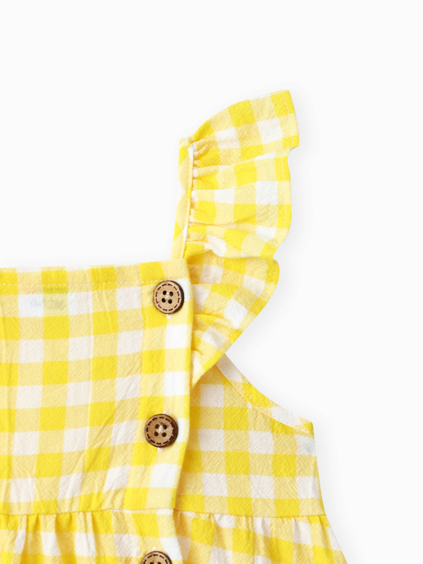 1pc Baby Girl Plaid&Lemon&Fruit Sweet Dress: Yellow / 9-12 Months