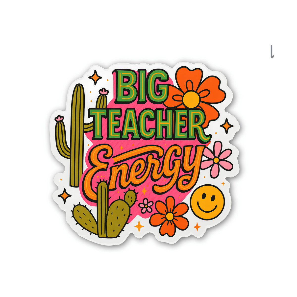 Big Teacher Energy Sticker, Fun Gift for Educators Decal