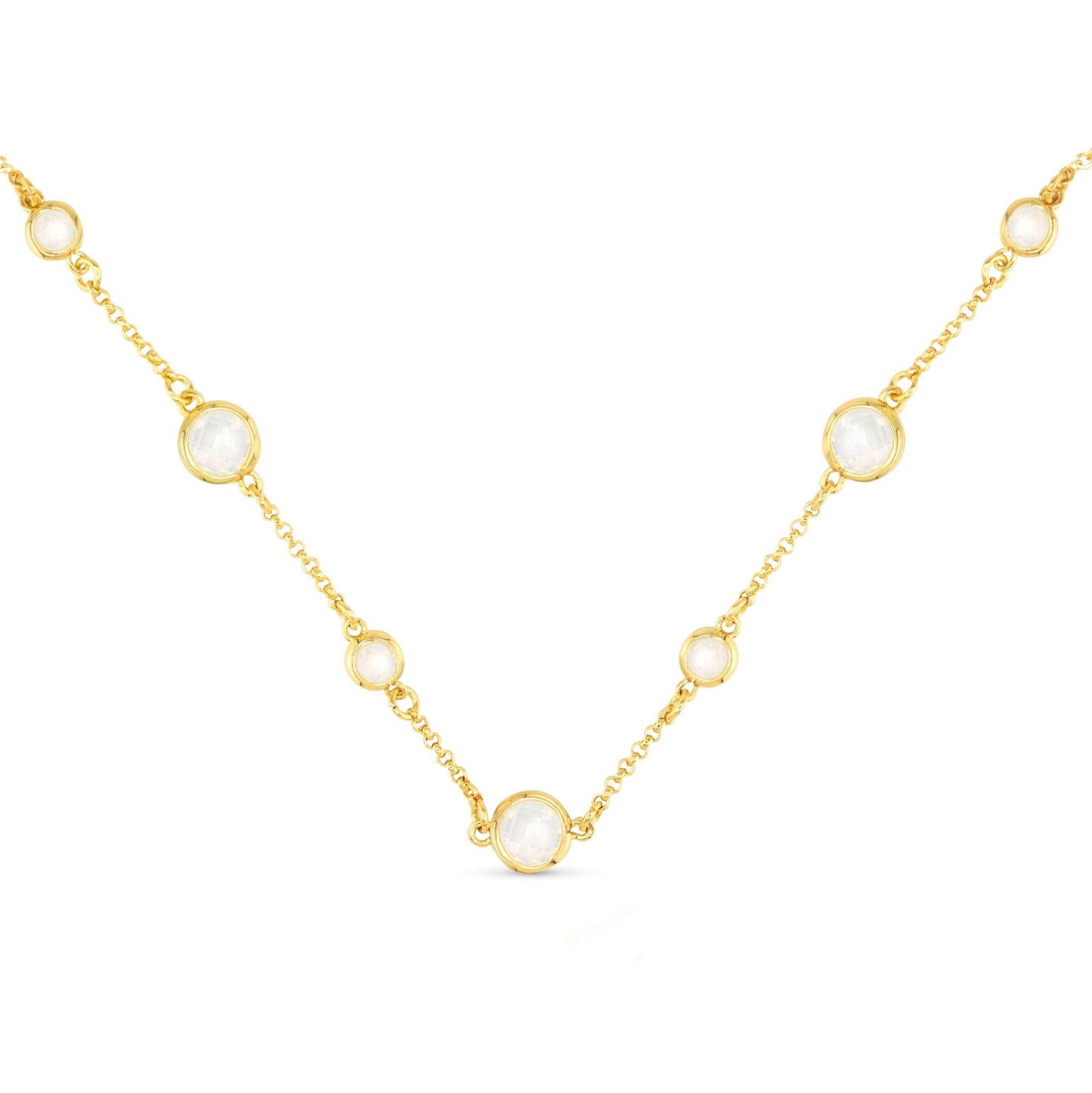 Faceted CZ Necklace | Ice Blu Collection: Milky White / 18K Gold Dipped