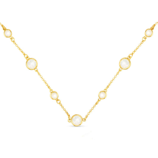 Faceted CZ Necklace | Ice Blu Collection: Milky White / 18K Gold Dipped