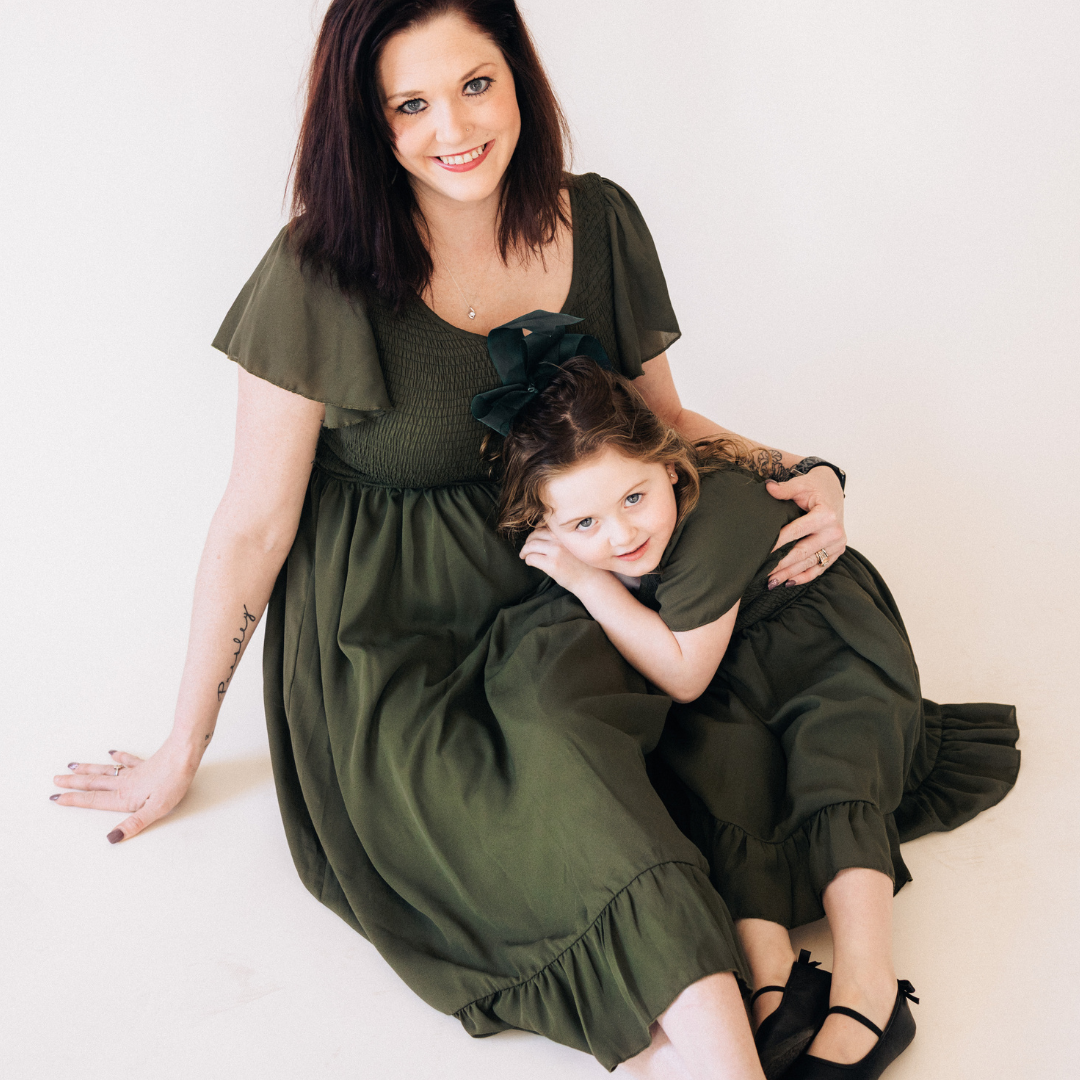 Dark Green Chiffon Dress - Child: 8-9Y