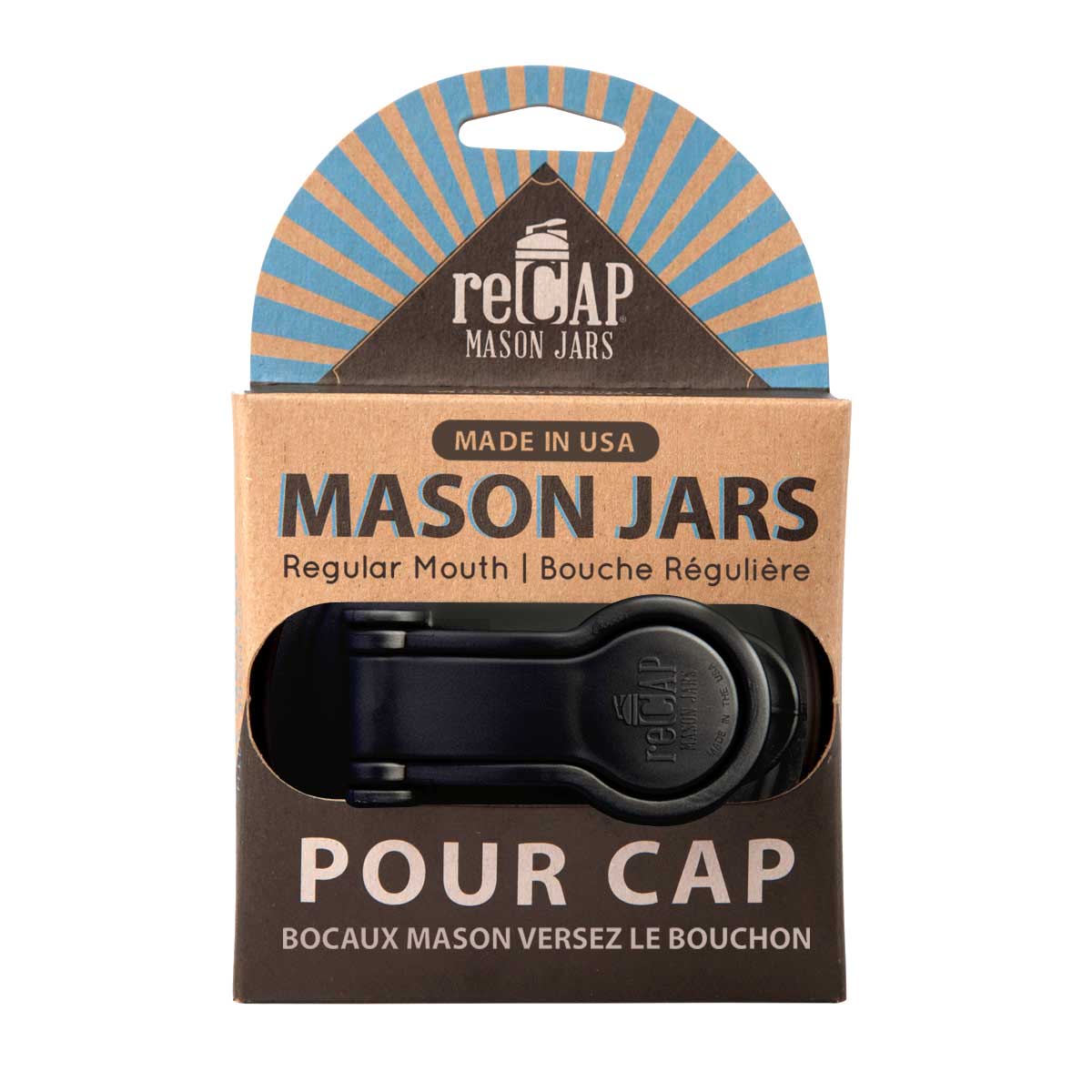 Mason Jar Pour Lid, by reCAP® - Case of 12: Glow Green / Wide Mouth