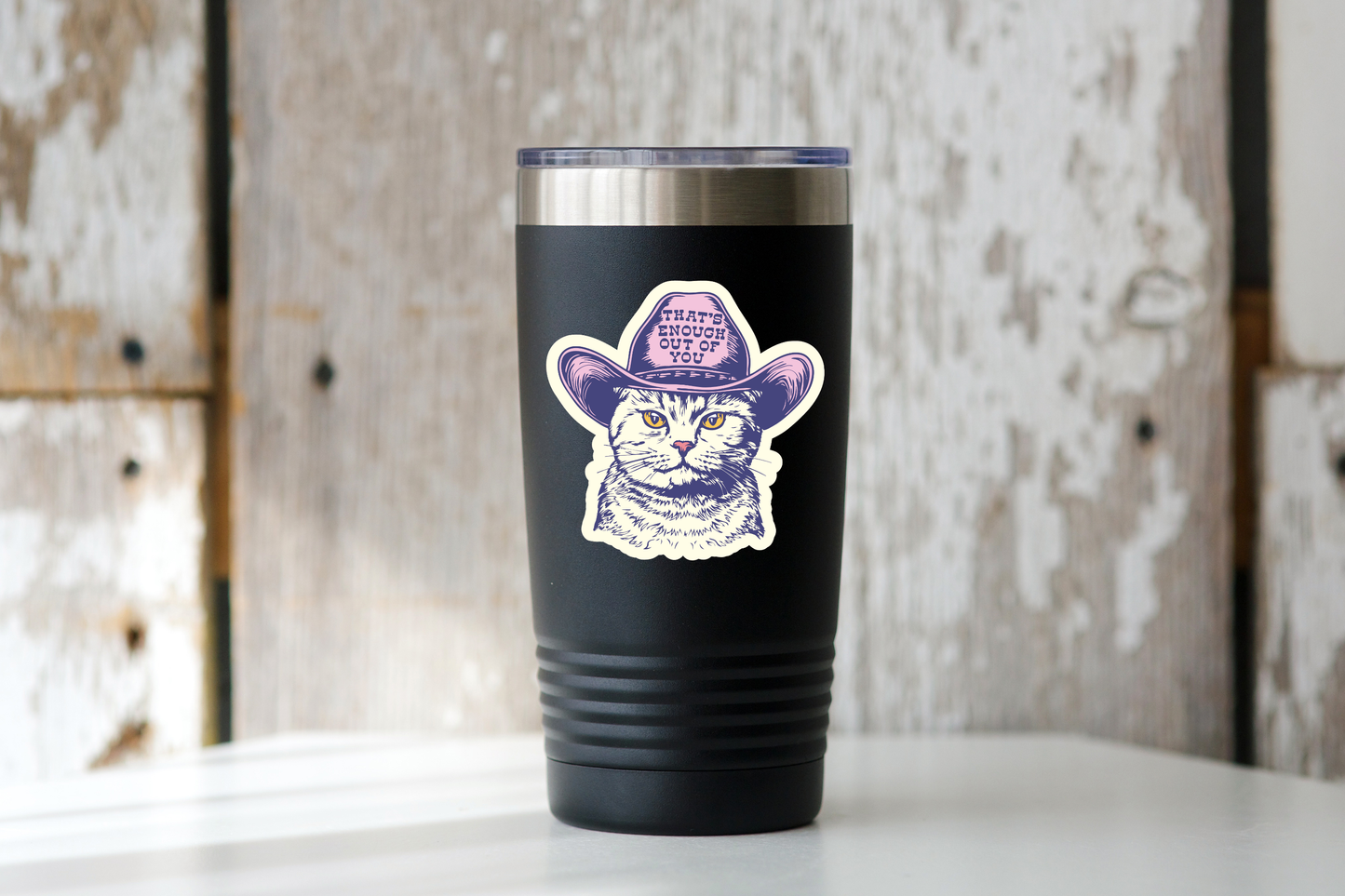 That's Enough Out of You Sticker - cat, cowboy, western, pet