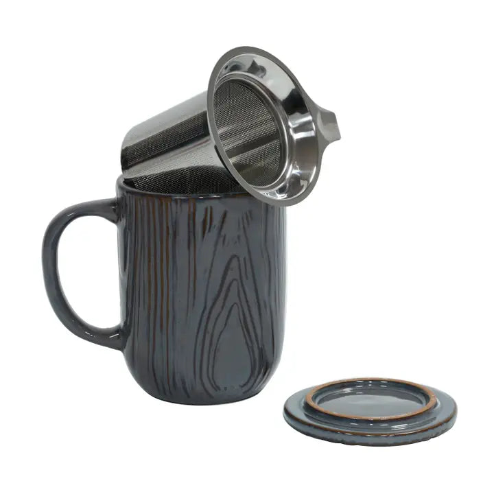 18oz Woodgrain Tea Infuser Mug