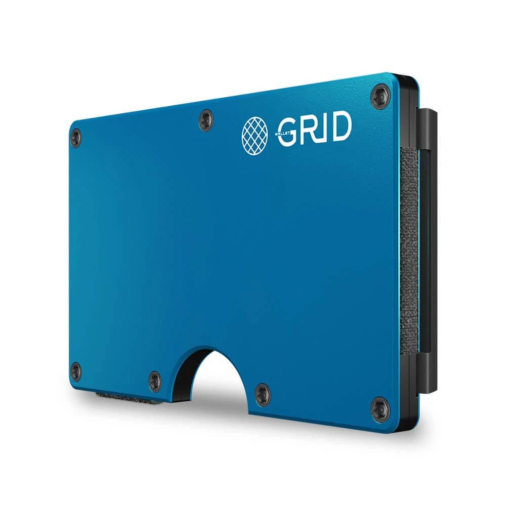 Grid Wallet // Blue Aluminum: Blue / Aluminum / 3.38"L x 2.12"W x 0.23"H