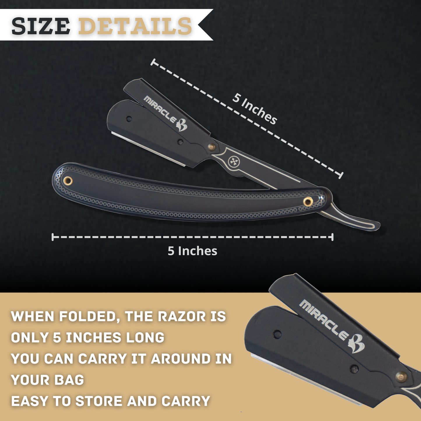 Straight Razor - Barber Razor with Black Fancy Wooden Handle