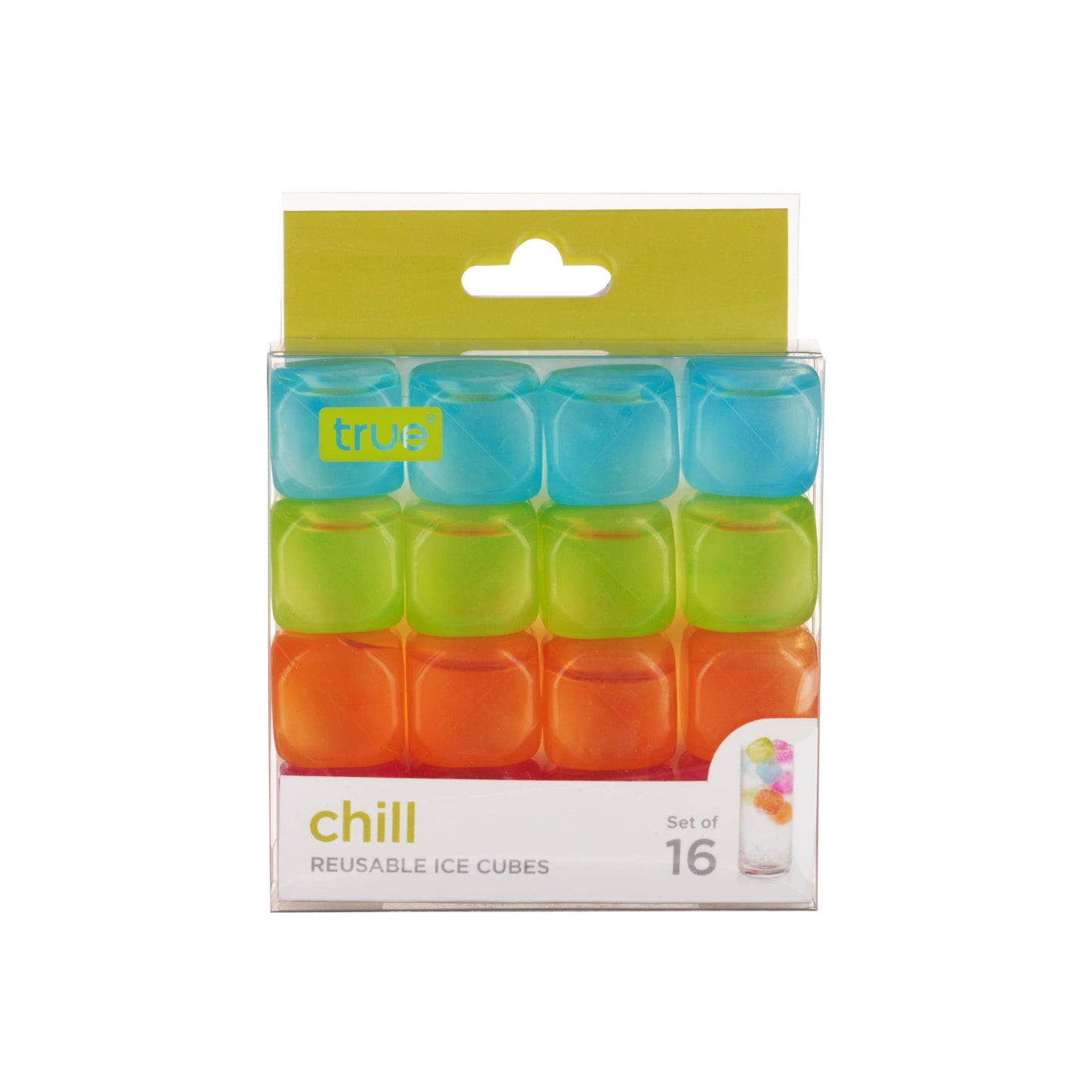 Chill™ Reusable Plastic Ice Cubes - Asst Colors - Pack of 16