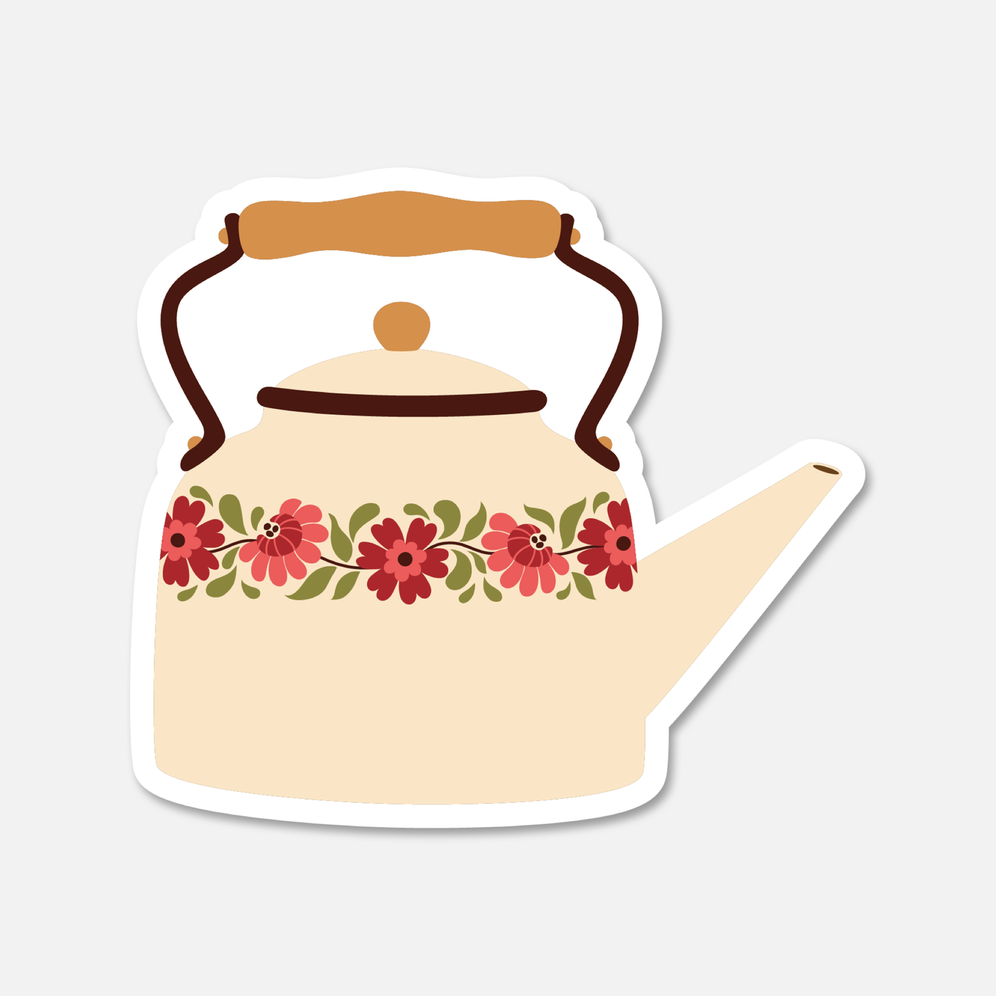 Delicate Pink Floral Teapot Sticker