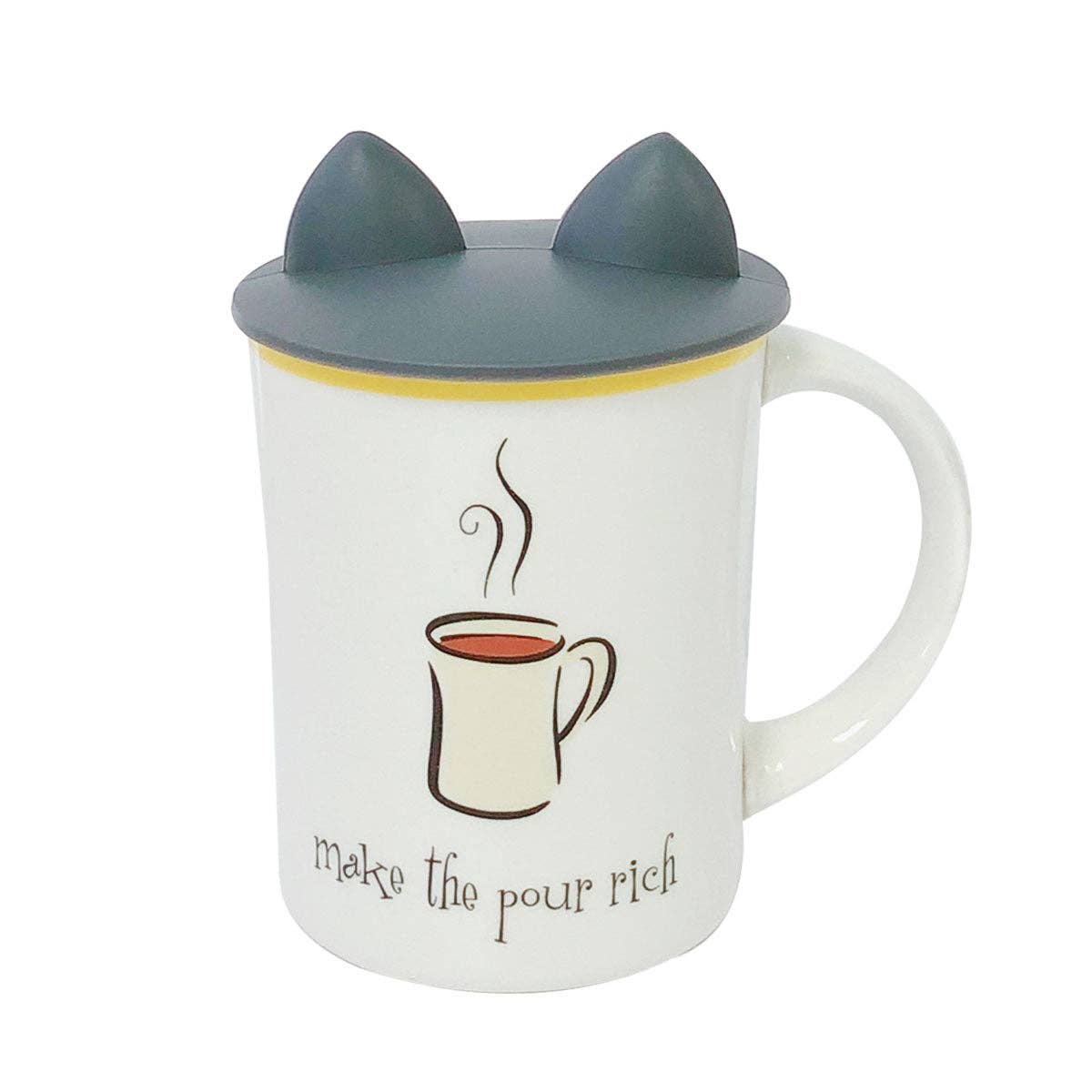 Wrapables Silicone Cup Lids, Anti-Dust Airtight Mug Covers for Hot and Cold Beverages (Set of 6): Animal Ears