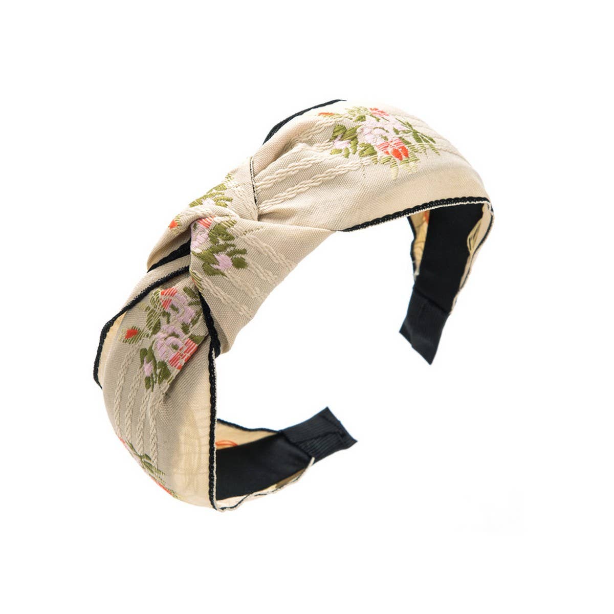 CROSS EMBROIDERY FASHION HEADBAND_CWAHA1253: Beige / (OS) 3