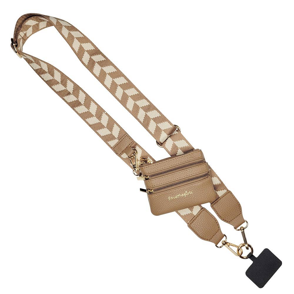 Clip & Go Strap with Zippered Pouch – Chevron Collection: Green/Cream Chevron