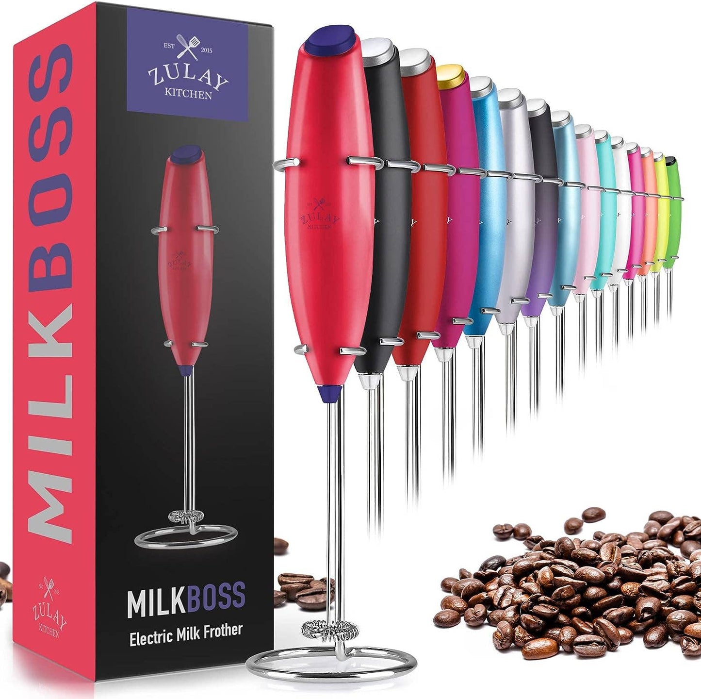 Powerful Handheld Milk Frother: Pop Green/Purple