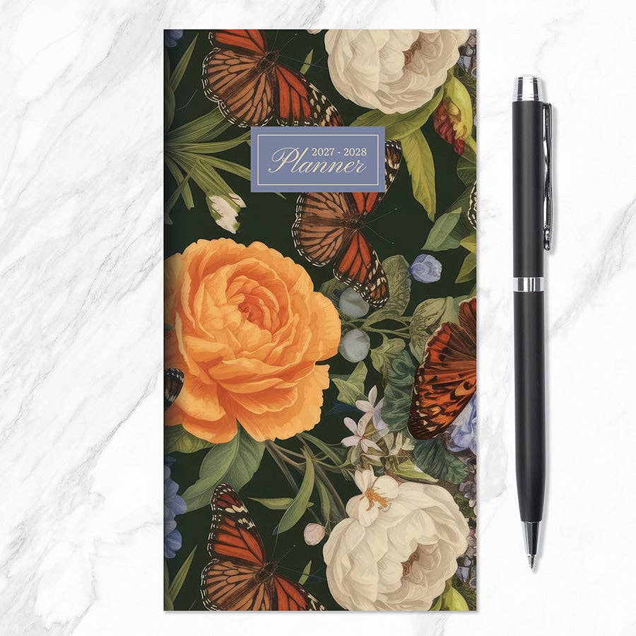 2027-2028 Vintage Blooms Small Monthly Pocket Planner
