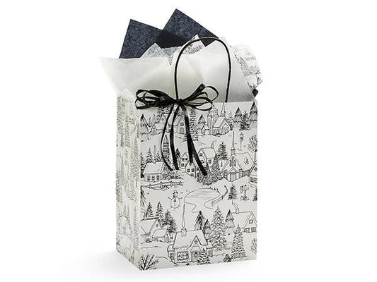 Winter Toile Christmas Paper Gift Bags: 25 Pack / Cub 8x4.75x10.5"