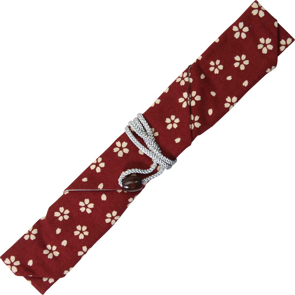 CHOPSTICK POUCH SMALL FLOWERS RED