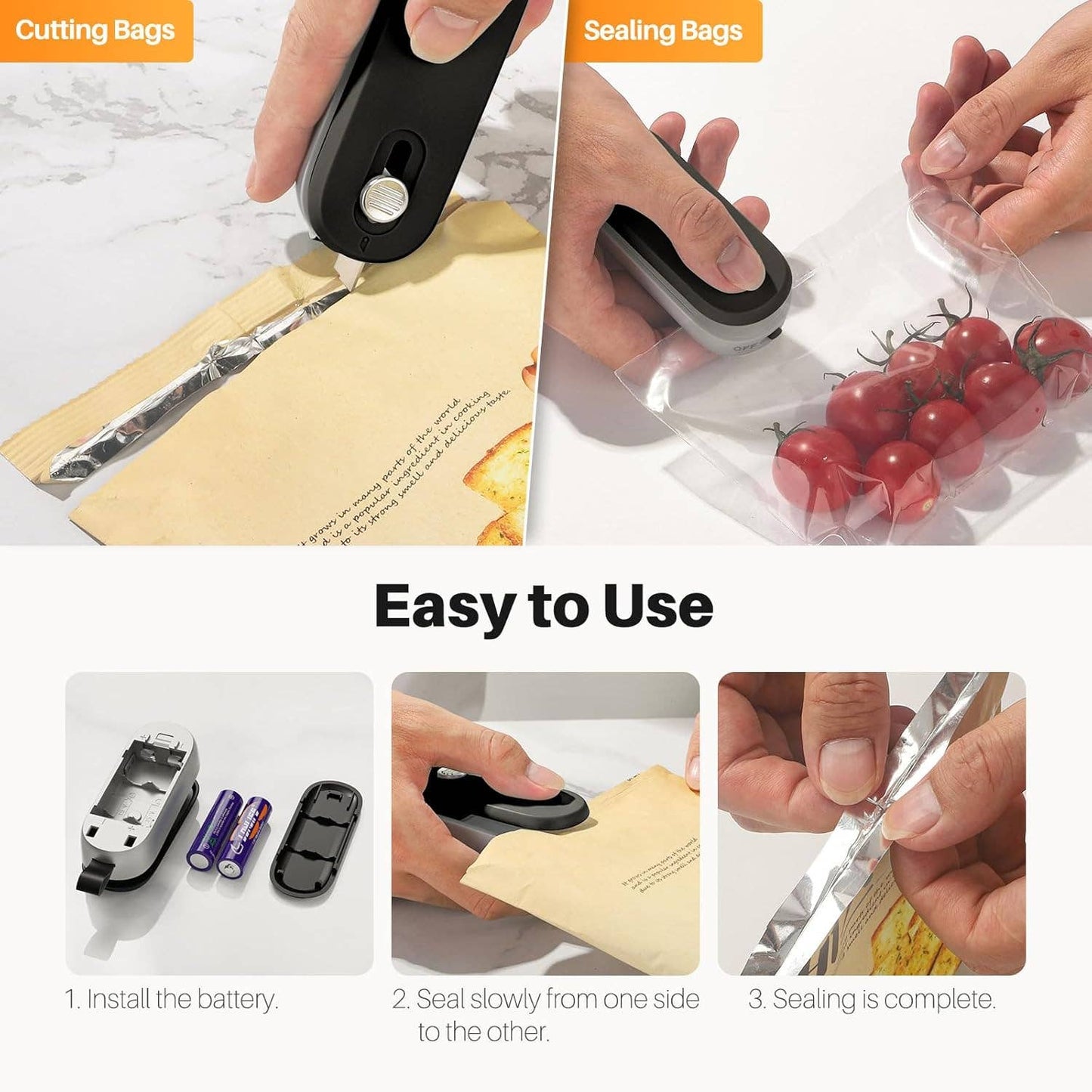Heat Seal & Cutter with Lanyard, Portable Handheld Chip Bag: 1 Set(Mix & Match Colors)