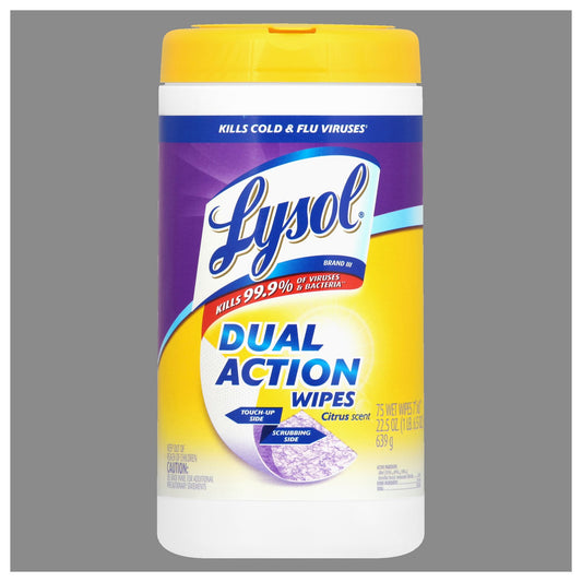 WIPES LYSOL DISINFECTING DUAL ACT 75CT