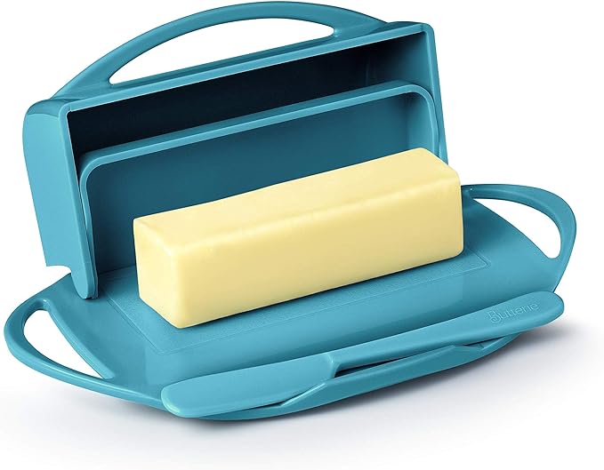 Butterie Flip-Top Butter Dish with Matching Spreader (Aqua)