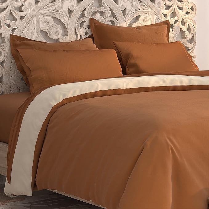 KING DUVET COVER IVORY/CLAY