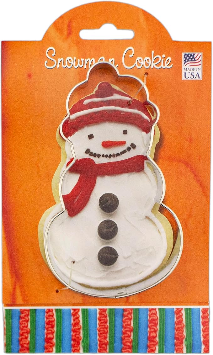 Ann Clark Cookie Cutters Snowman Cookie Cutter 4.75" with Recipe Card, Made in USA