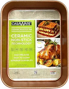 Ceramic Coated NonStick Lasagna/Roaster Pan 13 x 10 x 3-Inch (Rose Gold Granite)