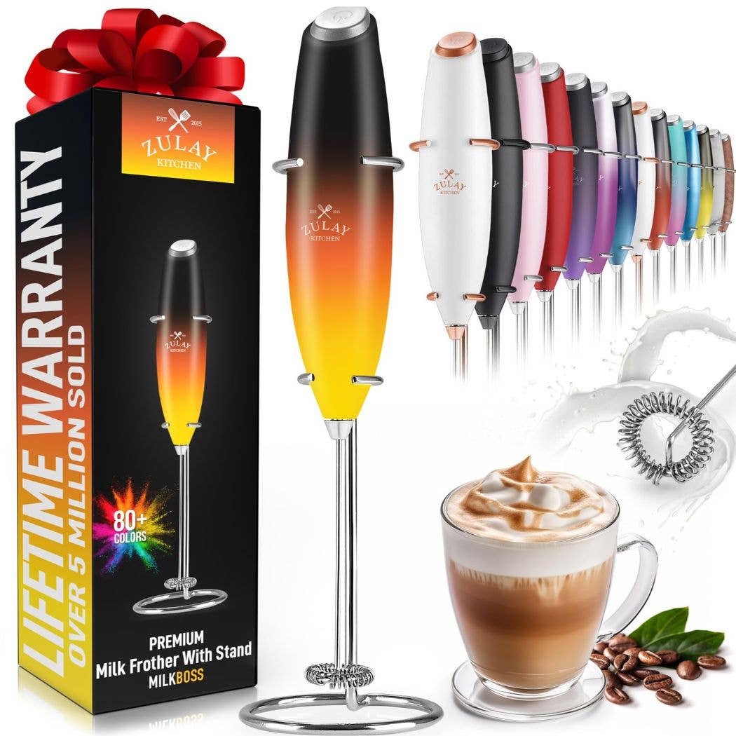 Powerful Handheld Milk Frother with Stand: Teal