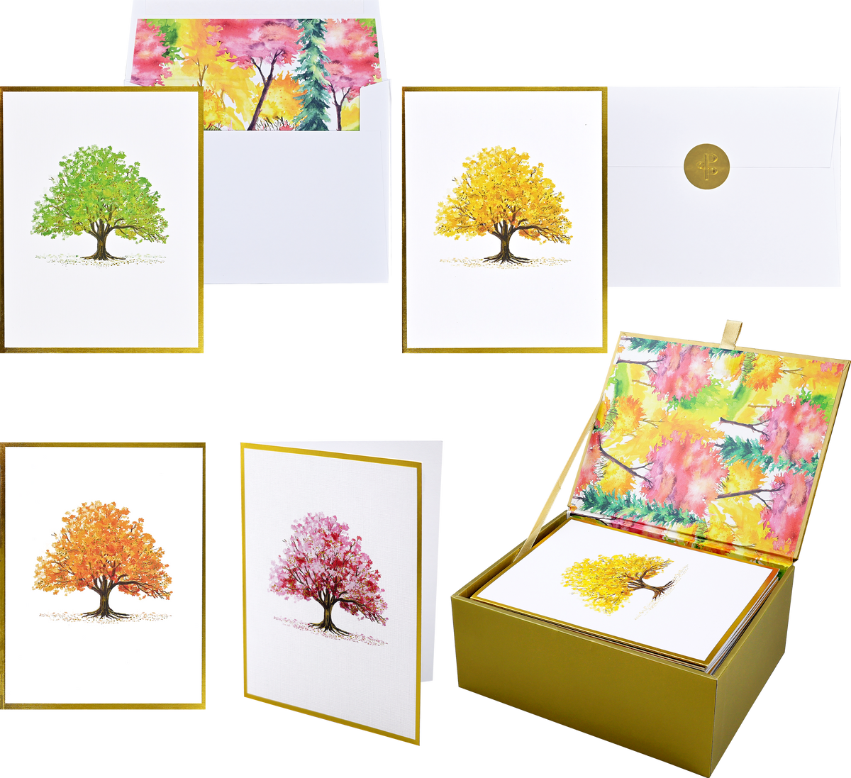 Watercolor Trees Premium Note Cards