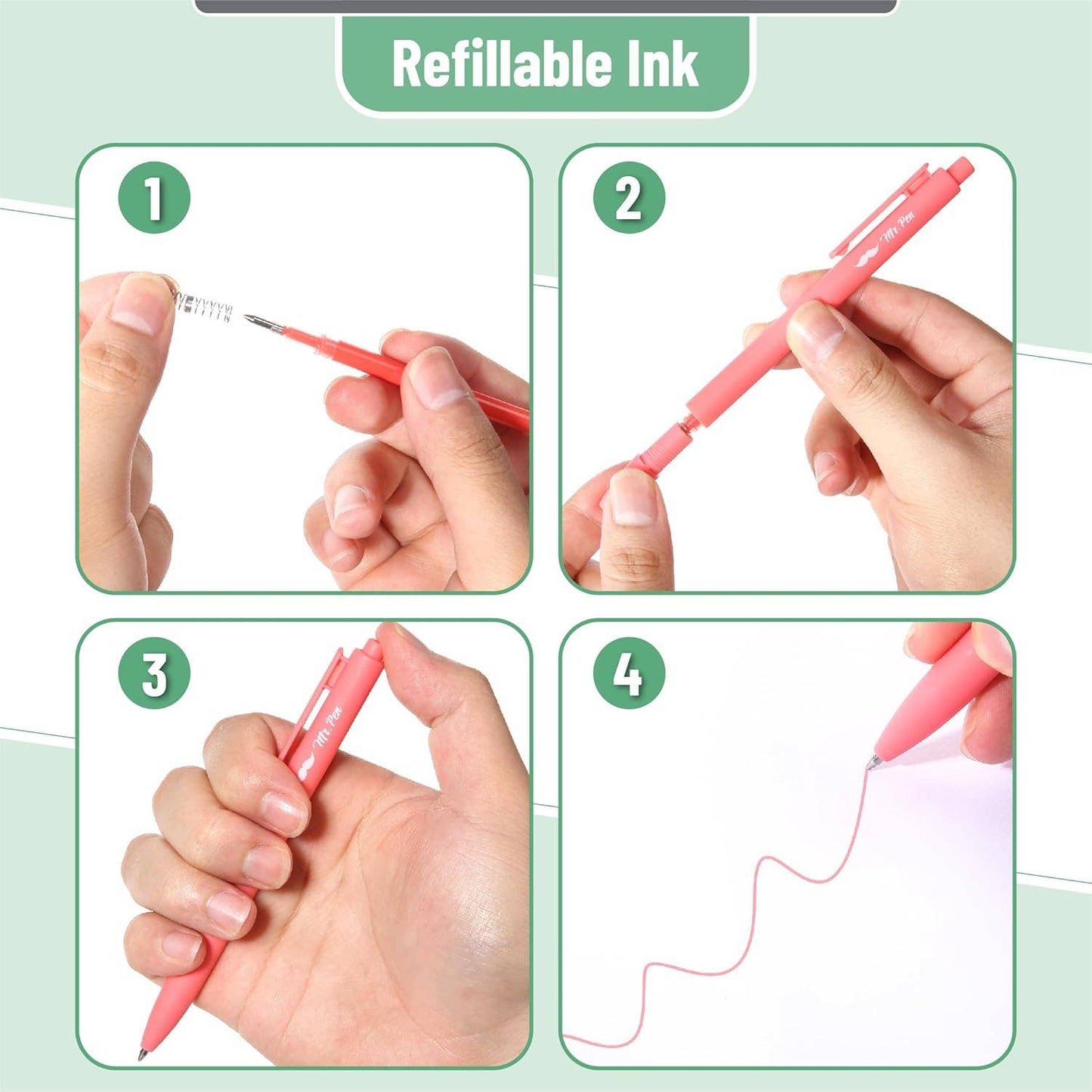 Retractable Gel Pens, 10 Pack, Color Ink, 0.7mm