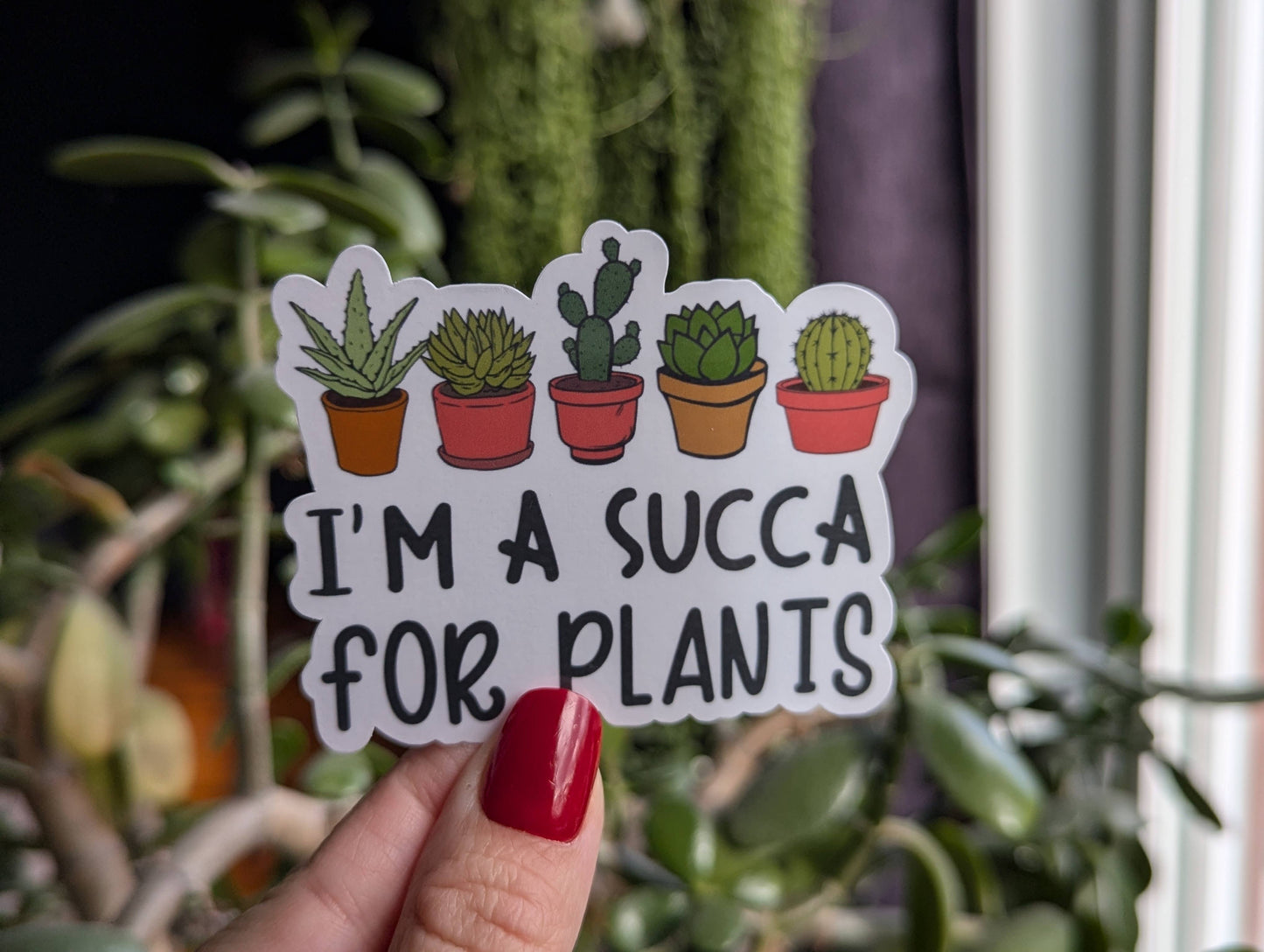 I'm a succa for plants sticker, funny gardener plant merch: Loose