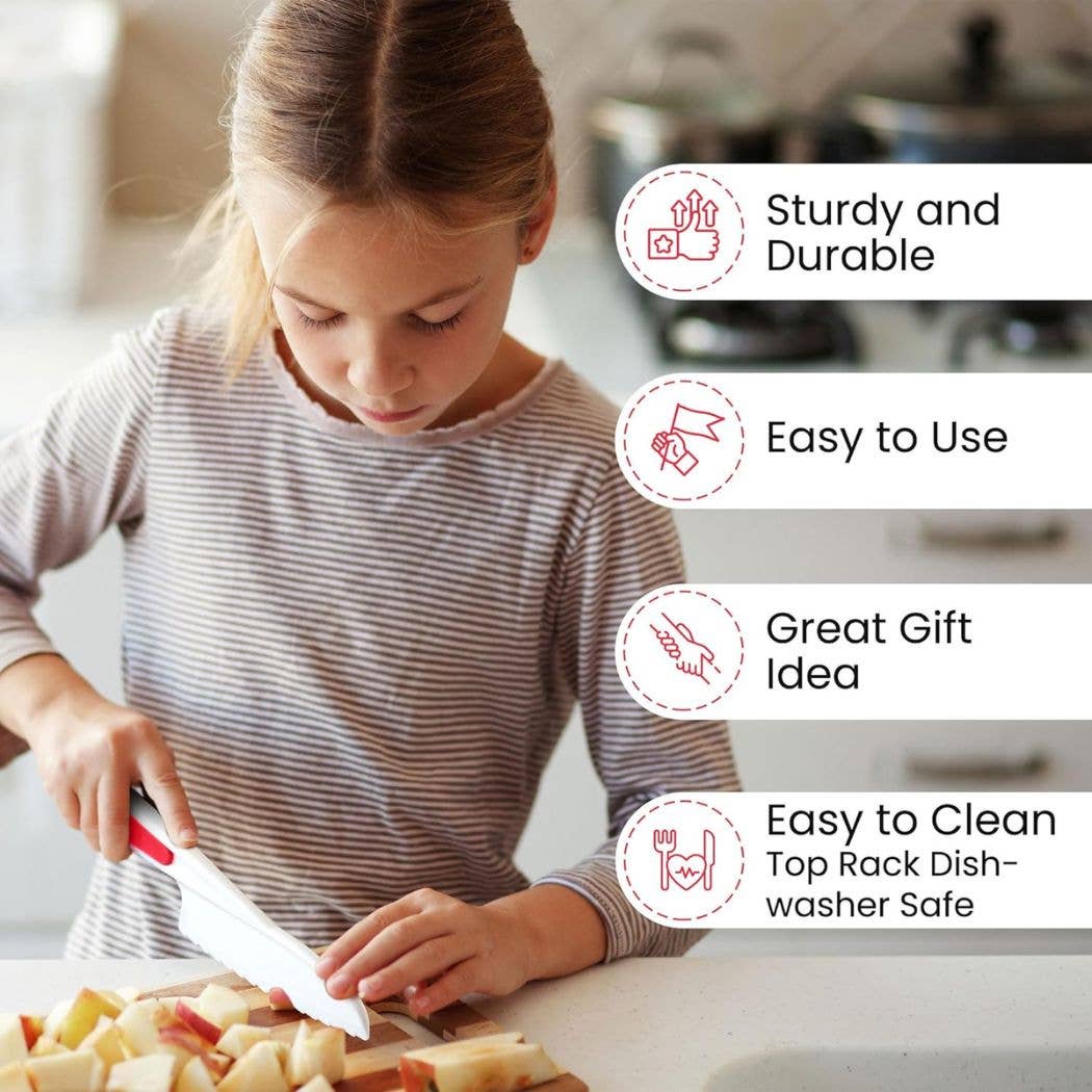 Safety Knife Set for Kids - 3 Piece: Red