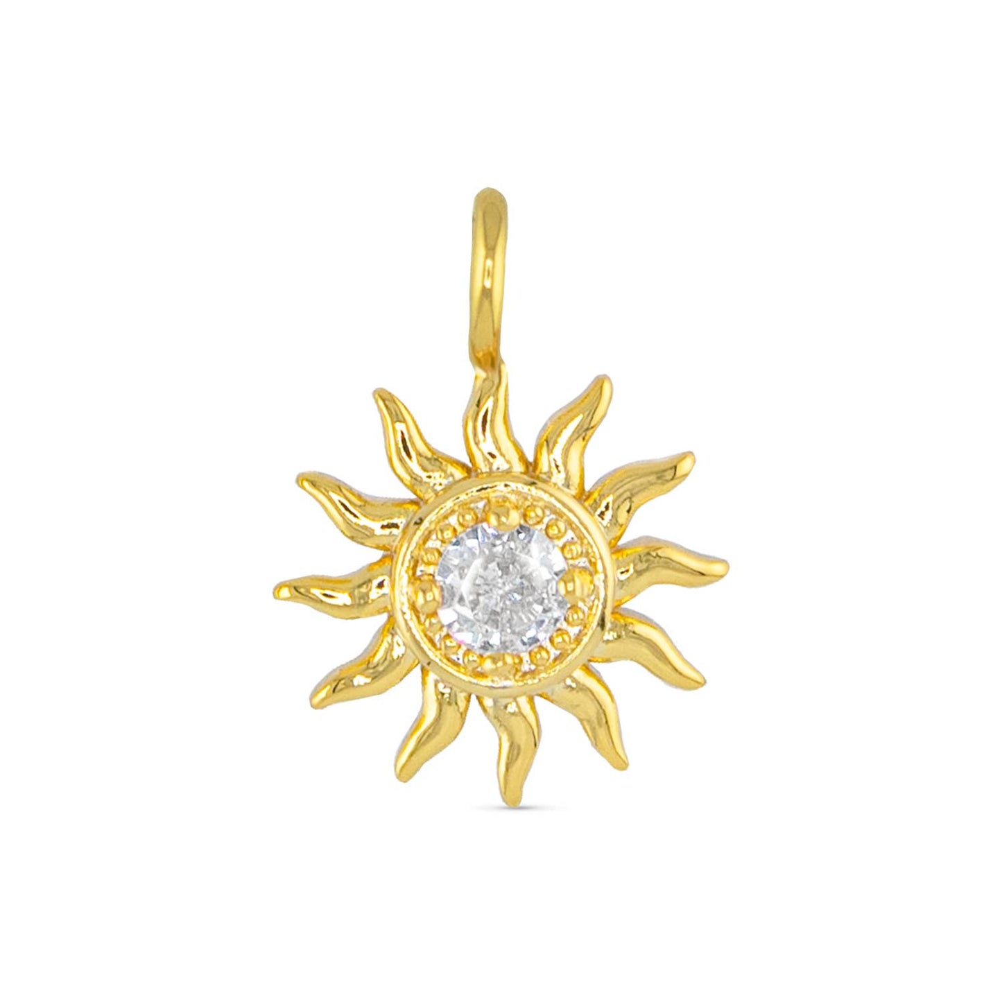 CZ Sun Necklace Charm - Gold - AMANDA BLU