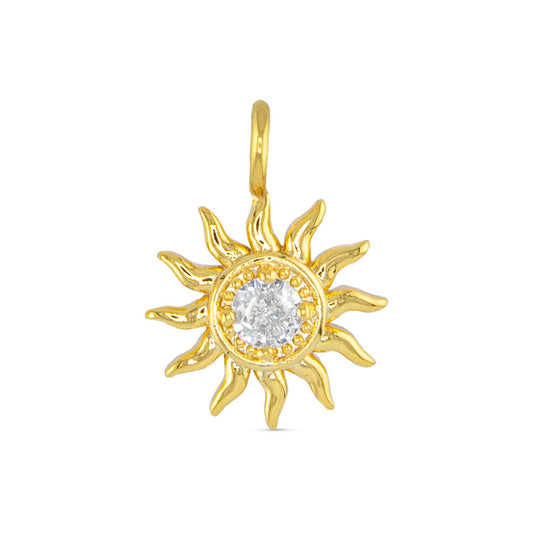 CZ Sun Necklace Charm - Gold - AMANDA BLU