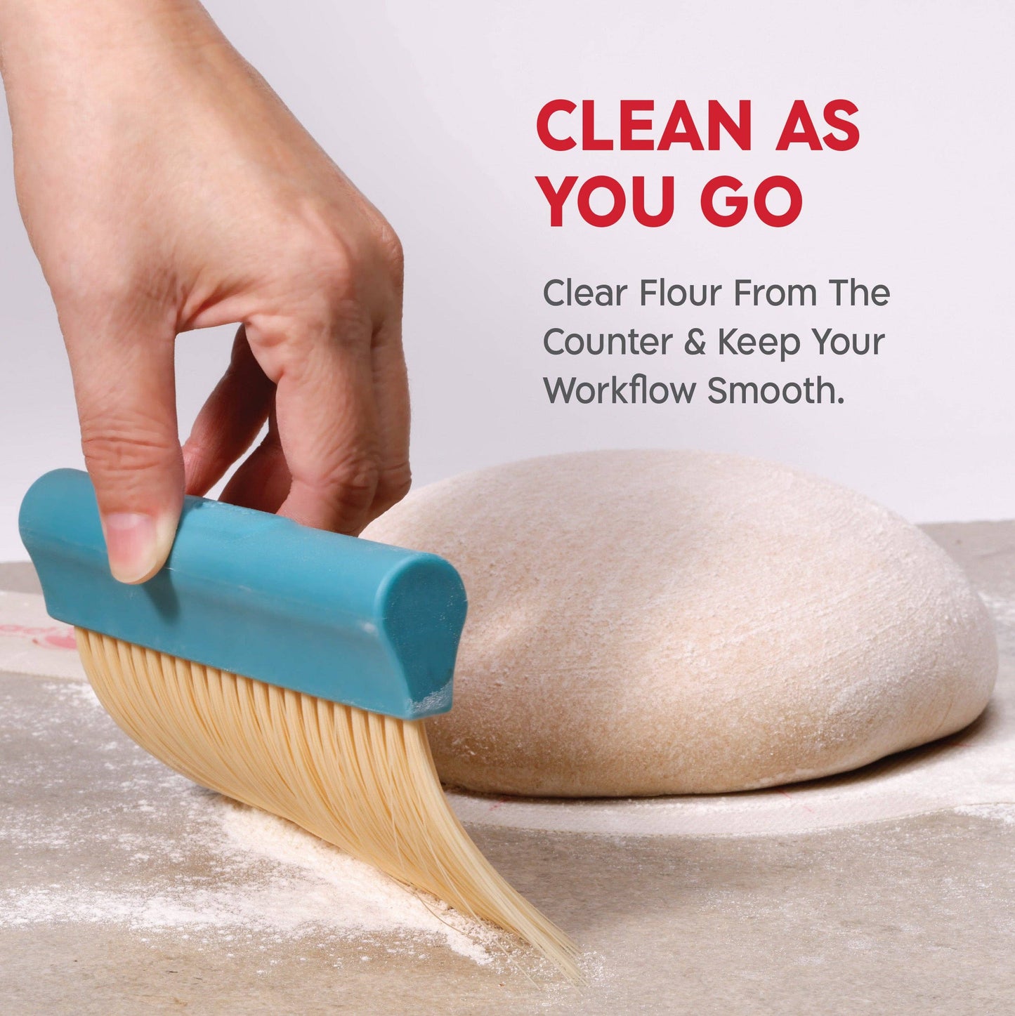 KneadAce Bench Scraper and Baker's Brush: Gray / Turquoise