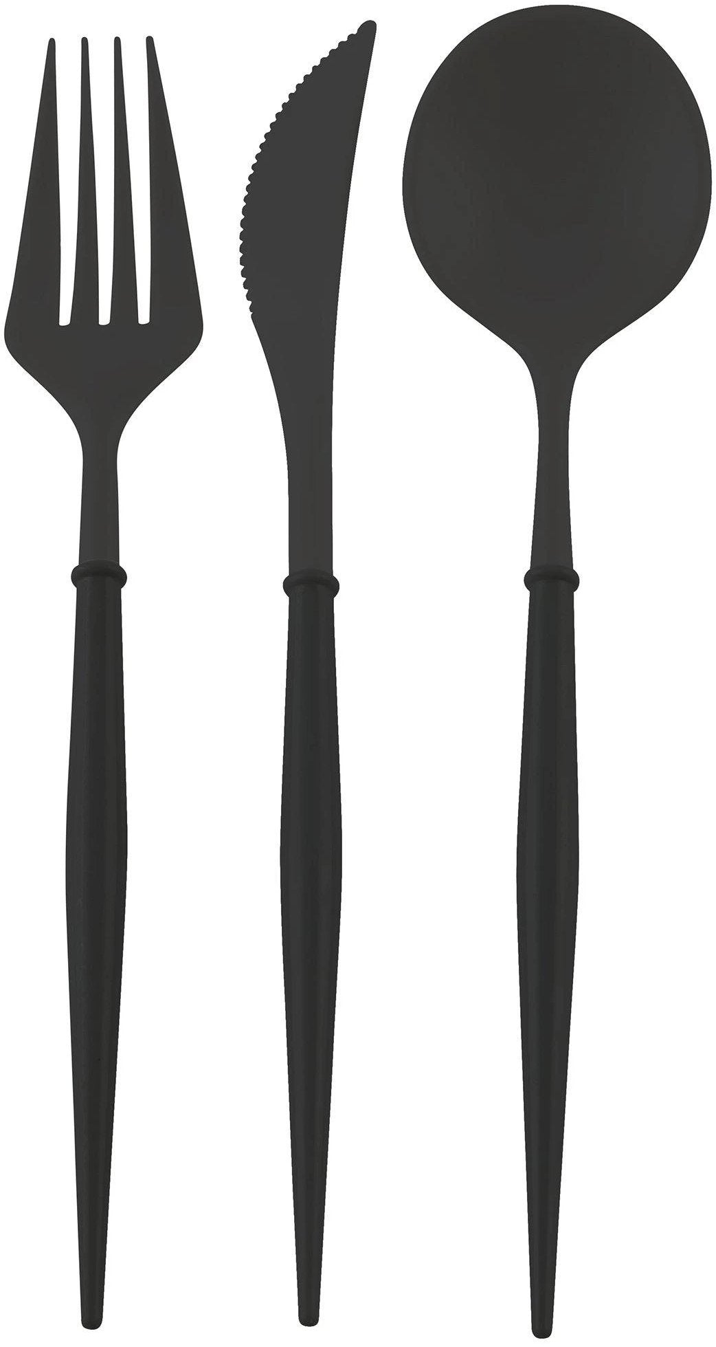 ALL BLACK BELLA ASSORTED PLASTIC CUTLERY/24PC, SERVICE FOR 8