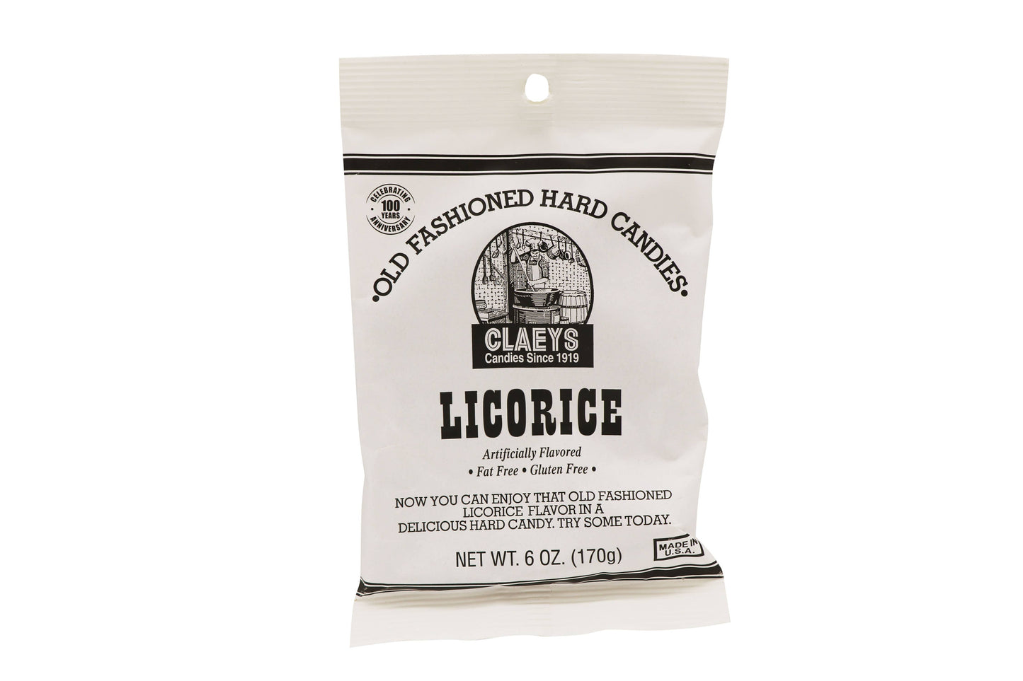 Claeys Old Fashioned Hard Candies Licorice, 6oz Bag 24ct