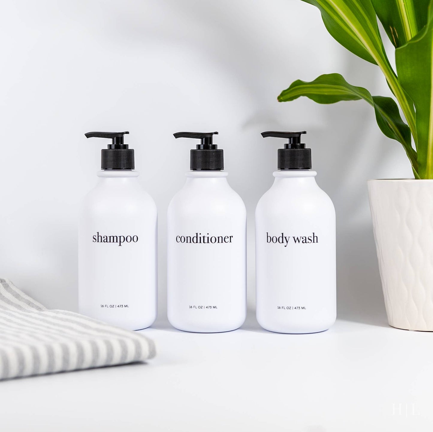 Hamptons 55 Collection | Printed Shower Sets: White Bamboo
