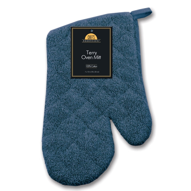 OVEN MITT TERRY BLUE