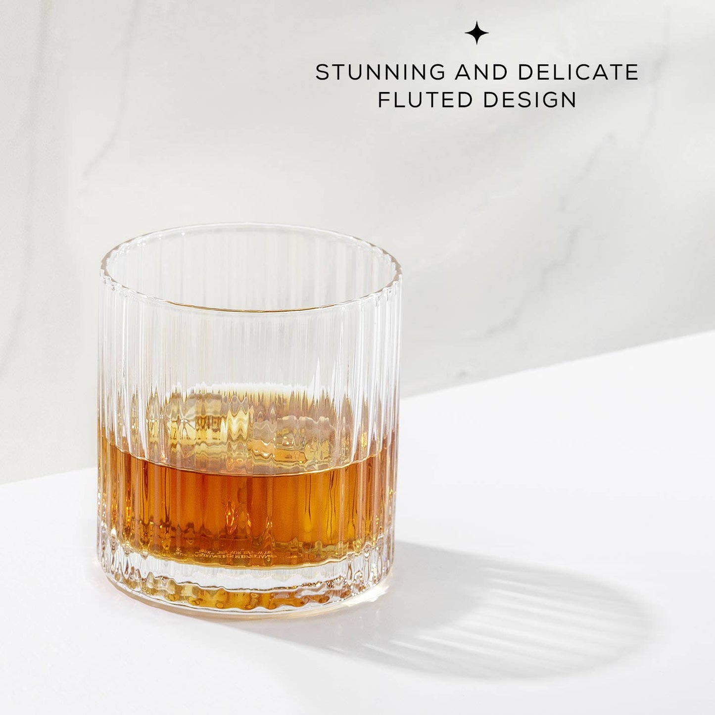 JoyJolt Elle Fluted Double Old Fashion Whiskey Glass