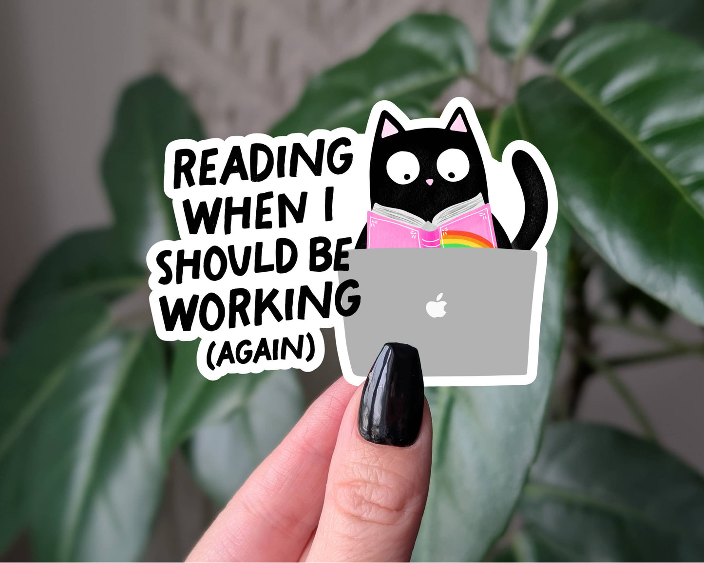 Reading When I Should Be Working, Bookish Cat Sticker: Loose