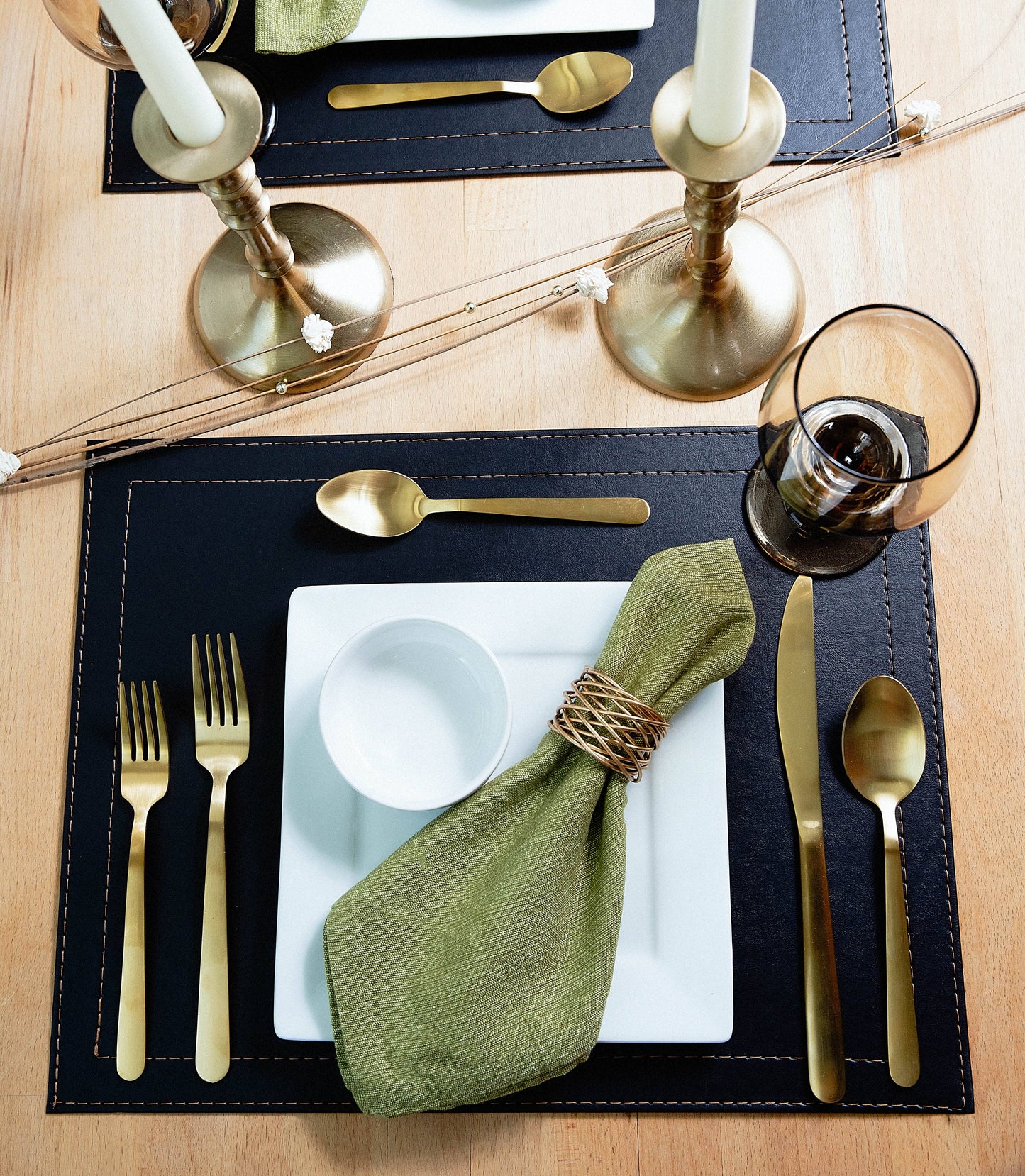 Classic Luxe Placemat Faux Leather: Brown Marble