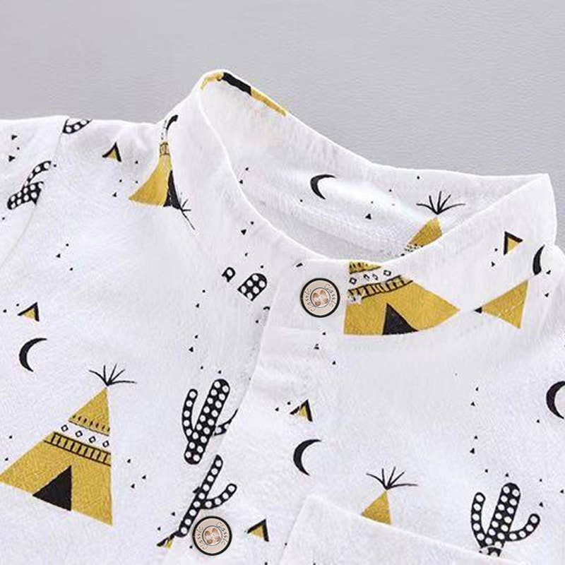 Cactus Print Short-sleeve Shirt and Pants Set: Green / 6-9 Months