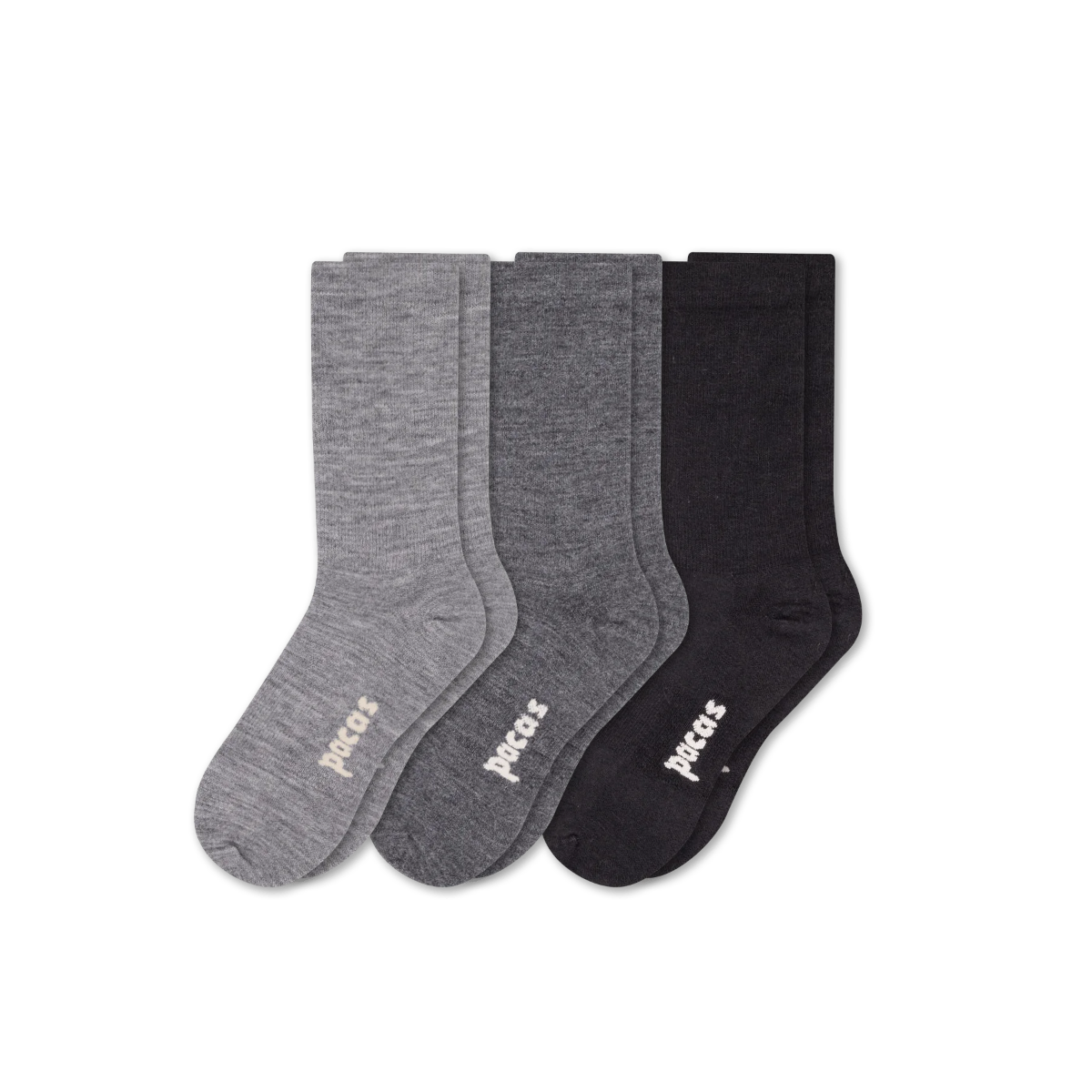 3 Pack - Women's Light-Weight Crew Pacas Socks: STRIPE/Black/Charcoal SolidAll / Medium / Large (US: 8.5 - 11.5+)