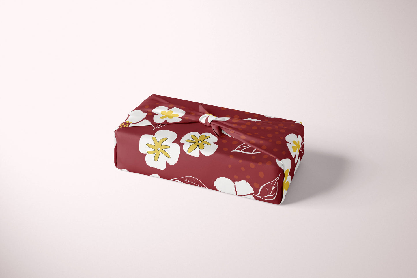 Furoshiki Reusable Japanese Fabric Gift Wrap White Camellia