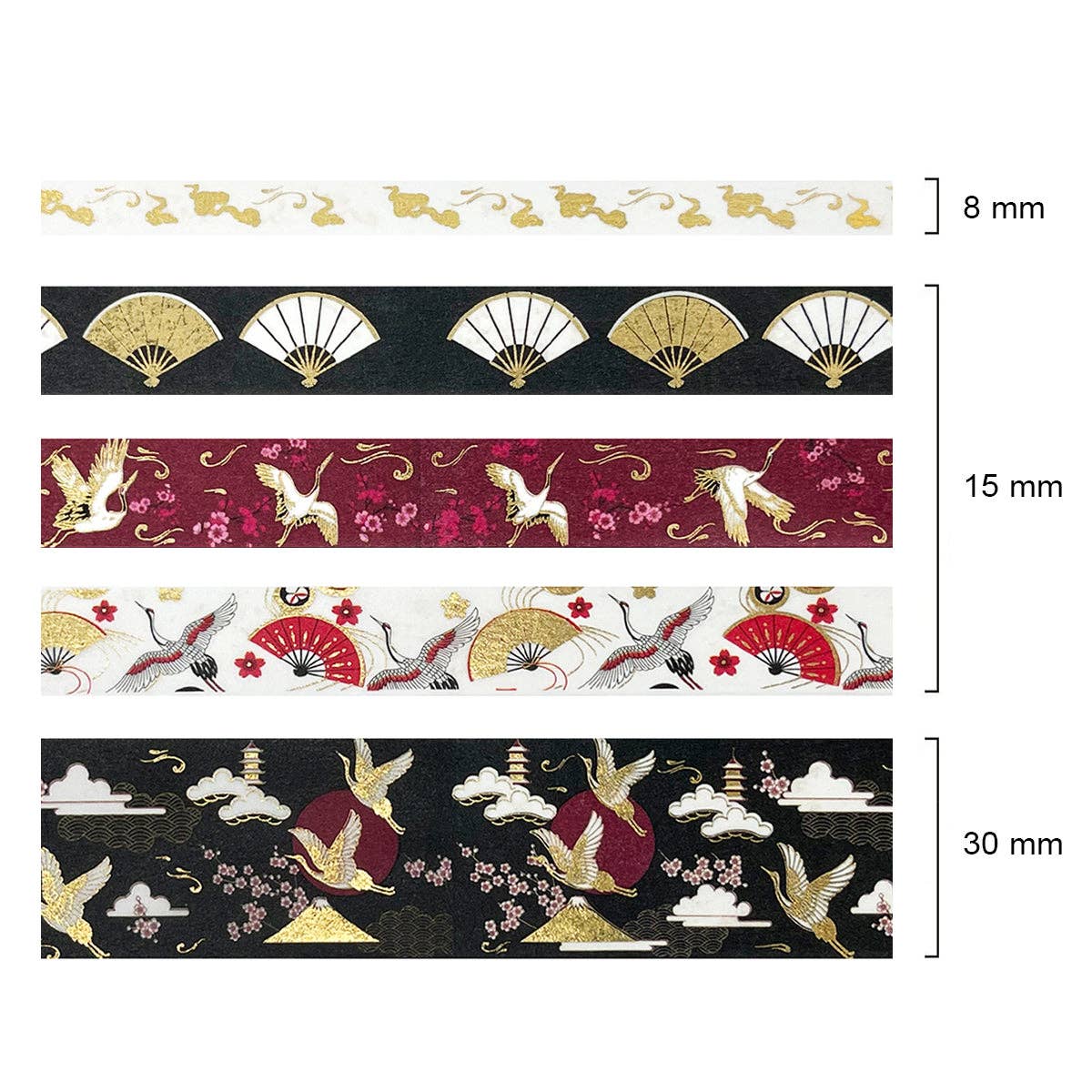 Wrapables Gold Foil Washi Tape in Gift Box Set for DIY Arts: Floral Fireworks