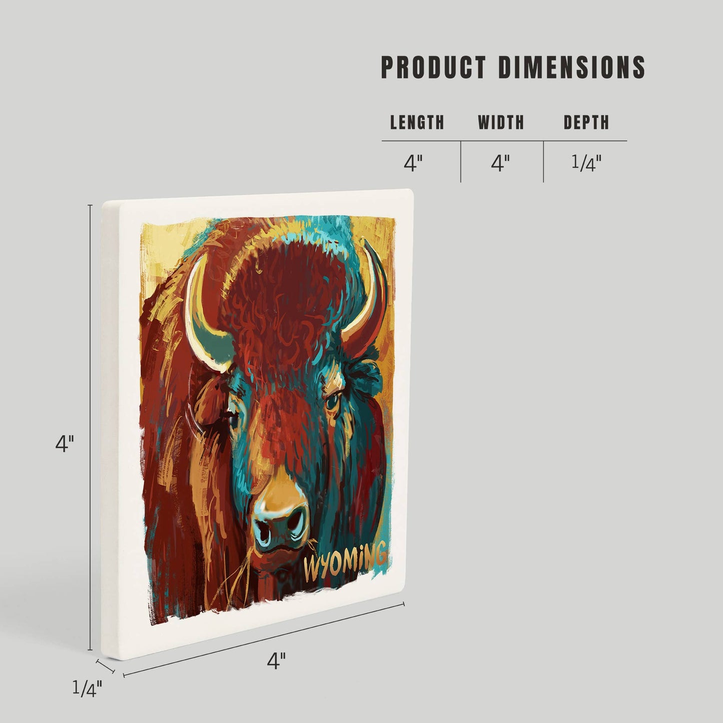 CERAMIC COASTER Wyoming Bison, Vivid