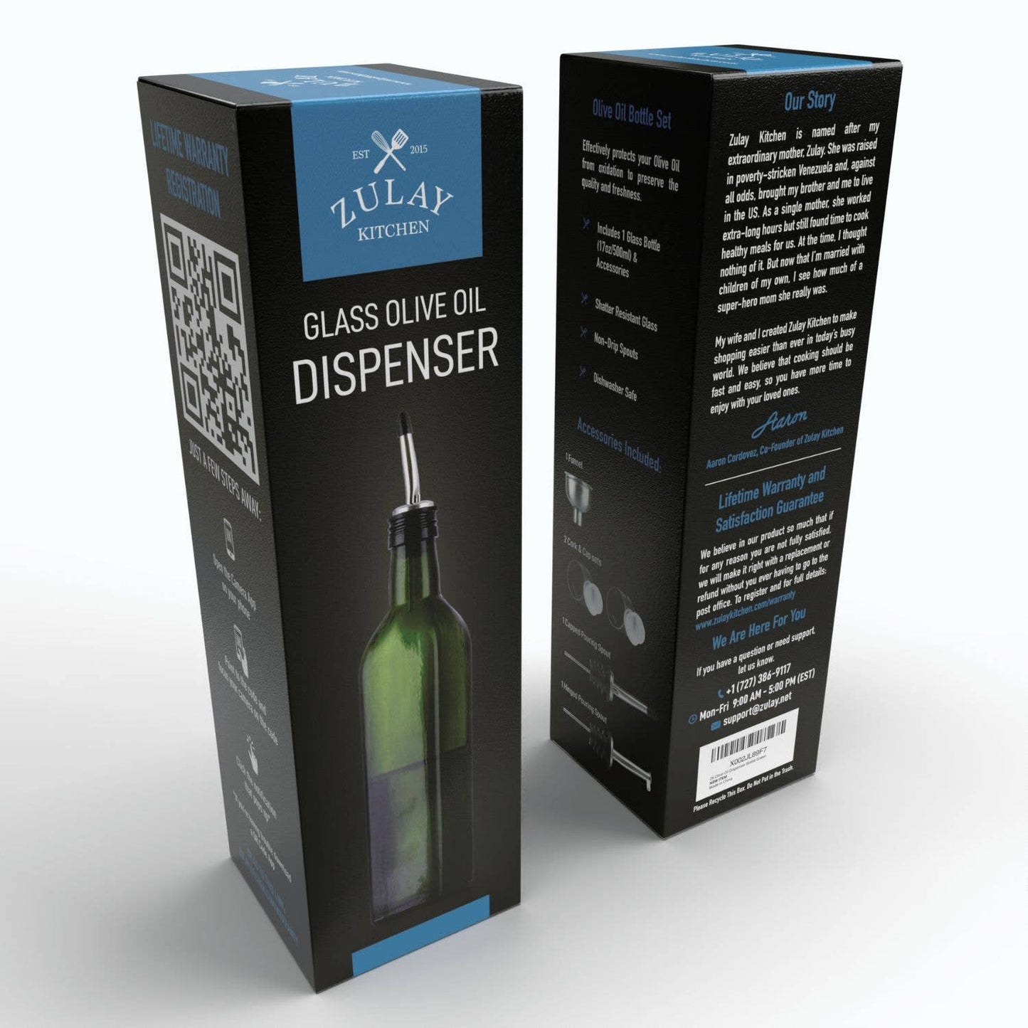 Olive Oil Dispenser Bottle16.9 oz with Accessories: Clear